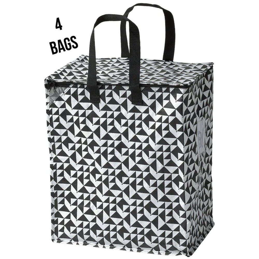 4 Geometric Black and White Tote Bags